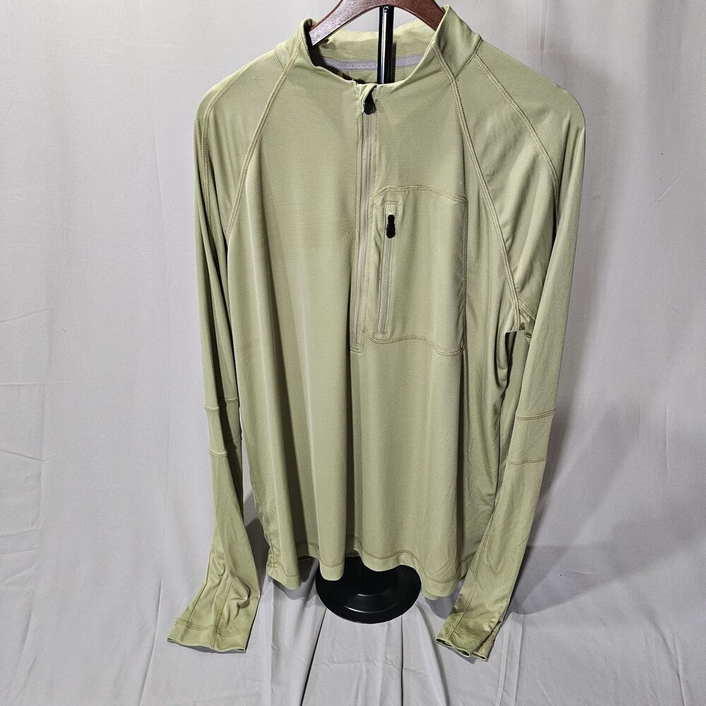 Cabela's Guidewear 1/2 Zip Pullover Xl Men's Lime Green Wicking Logo Outdoor